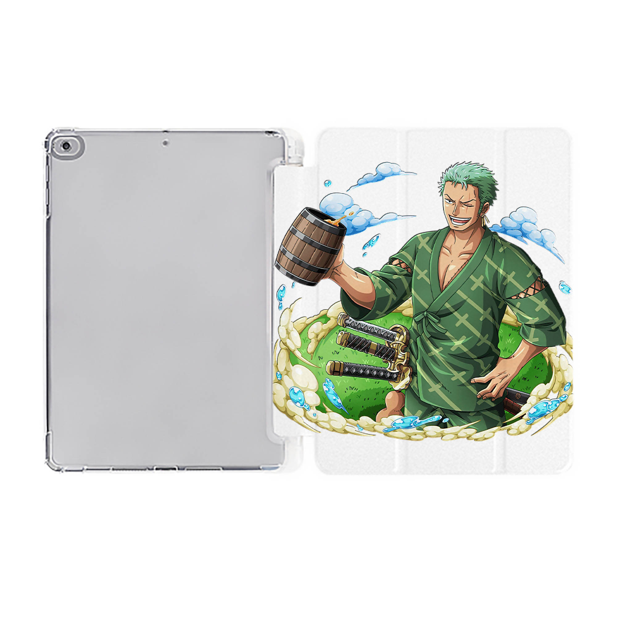 （画像用） ワンピース ロロノア・ゾロ ONE PIECE Roronoa Zoro IPad ケース ペン収納付き 三つ折りスタンド PUレザー×シリコン 対応機種9.5/10.5/10.9インチ